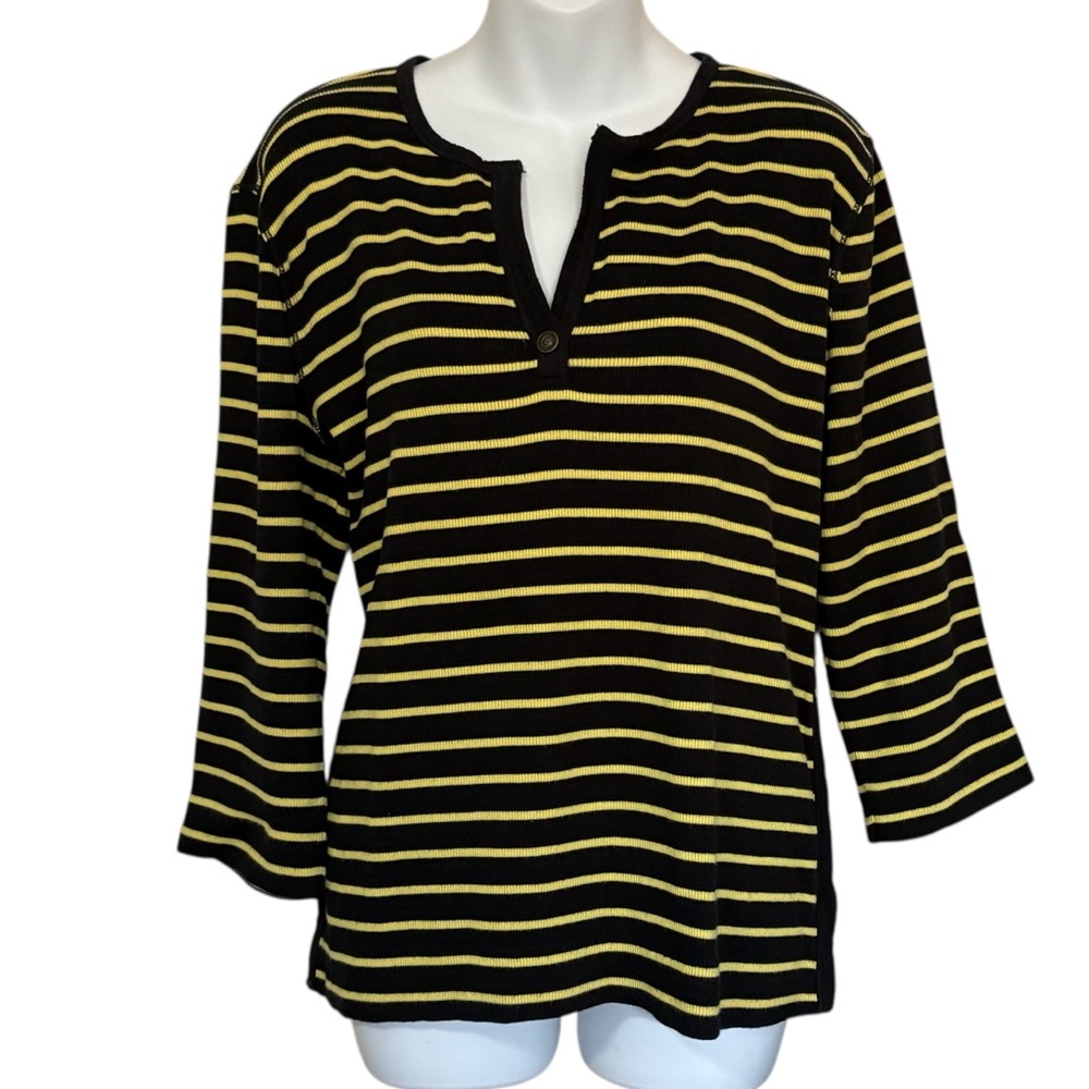 LRL Ralph Lauren Jeans Co. Black and Yellow Striped Women's Top Size XL